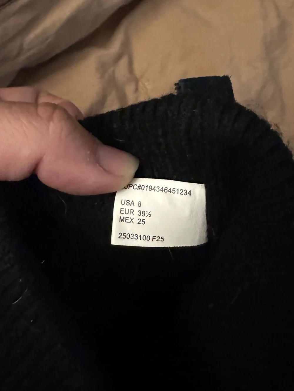 Time and Tru Black Suede Knit-Top Platform Boots